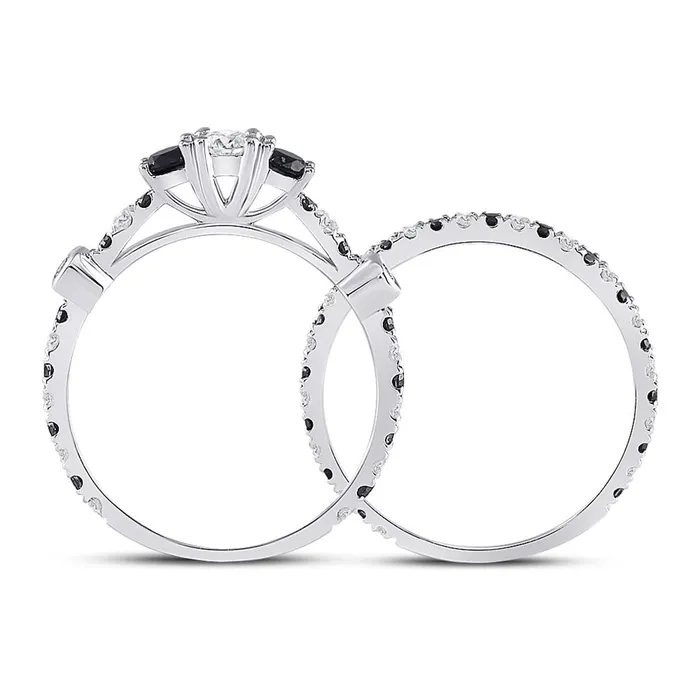 14kt White Gold Round Diamond 3Stone Bridal Wedding Ring Band Set 1 Cttw gndatlanta Rings
