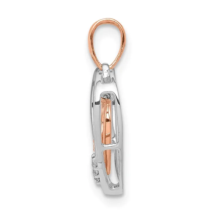 14kt White w Rose Gold Heart Charm Real Diamond Heart Pendant Goldia Necklaces