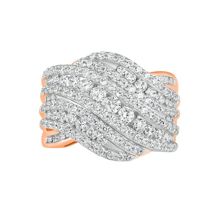 20 CT TW Natural Diamond MultiRow Crossover Ring in Solid 10K Rose Gold Goldia Rings 20 CT TW Natural Diamond MultiRow Crossover Ring in Solid 10K Rose Gold Goldia Rings