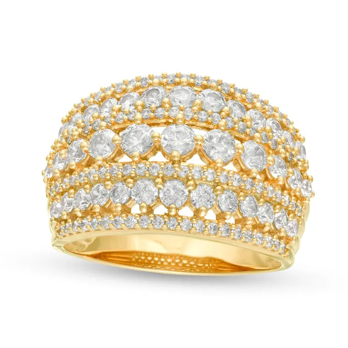 20 CT TW Natural Diamond MultiRow Domed Ring in Solid 10K Yellow Gold Goldia Rings 20 CT TW Natural Diamond MultiRow Domed Ring in Solid 10K Yellow Gold Goldia Rings