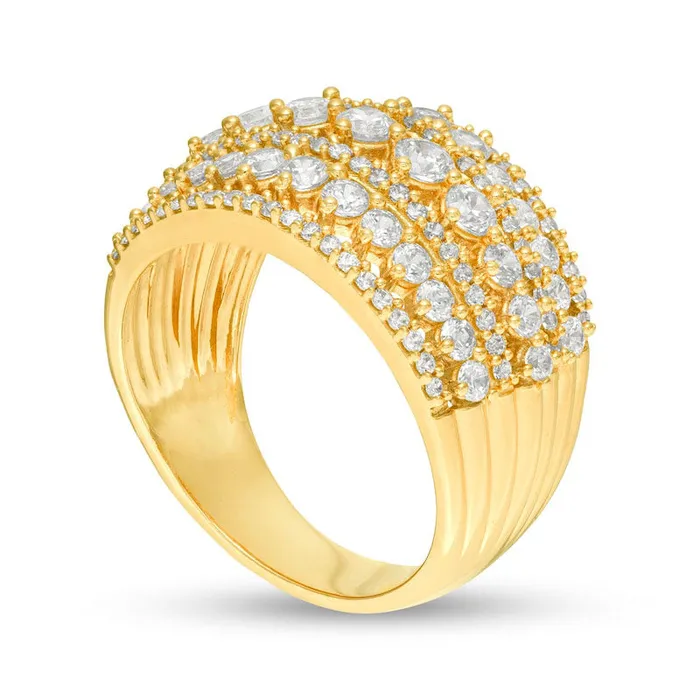 20 CT TW Natural Diamond MultiRow Domed Ring in Solid 10K Yellow Gold Goldia Rings 20 CT TW Natural Diamond MultiRow Domed Ring in Solid 10K Yellow Gold Goldia Rings
