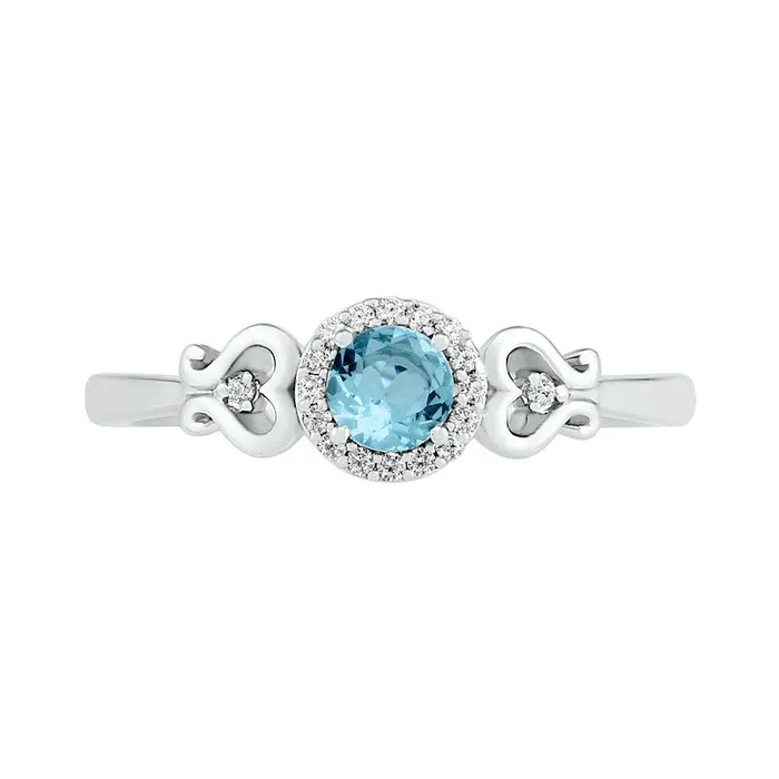40mm Aquamarine and 005 CT TW Natural Diamond Frame Filigree HeartSides Ring in Sterling Silver Goldia Rings 40mm Aquamarine and 005 CT TW Natural Diamond Frame Filigree HeartSides Ring in Sterling Silver Goldia Rings