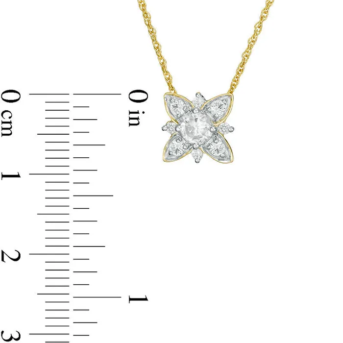 43mm LabCreated White Sapphire Floral Necklace in Sterling Silver with 14K Gold Plate Goldia Necklaces 43mm LabCreated White Sapphire Floral Necklace in Sterling Silver with 14K Gold Plate Goldia Necklaces