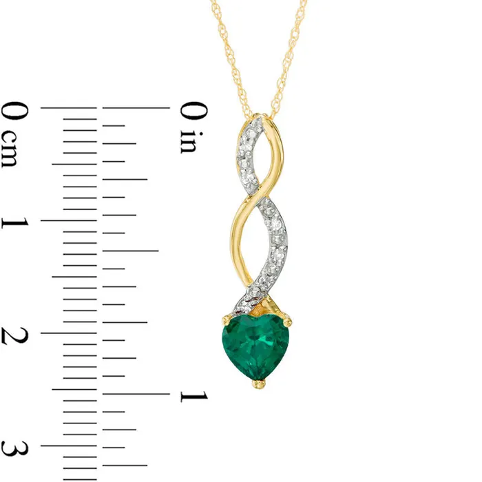 60mm HeartShaped LabCreated Emerald and Diamond Accent Cascading Pendant in 10K Yellow Gold Goldia Necklaces 60mm HeartShaped LabCreated Emerald and Diamond Accent Cascading Pendant in 10K Yellow Gold Goldia Necklaces