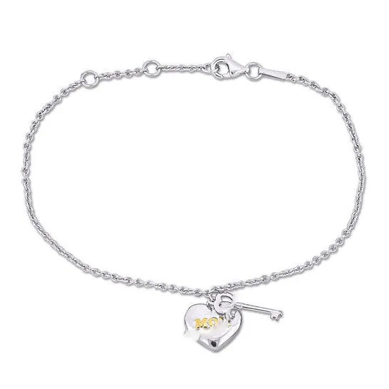 Bracelets JMS always Original Amour Mom Heart Key Charm Bracelet in Sterling Silver