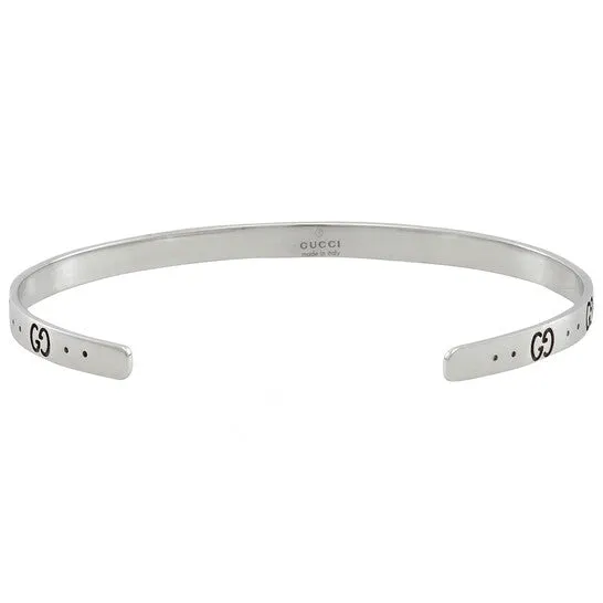 Bracelets JMS always Original Gucci GG Motif 18K White Gold Narrow Open Cuff Bracelet Bracelets JMS always Original Gucci GG Motif 18K White Gold Narrow Open Cuff Bracelet