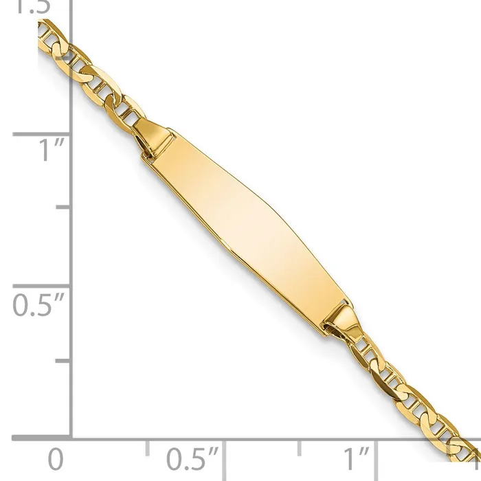 Bracelets MDS 14k Semisolid Soft Diamond Shape Anchor ID Bracelet Bracelets MDS 14k Semisolid Soft Diamond Shape Anchor ID Bracelet