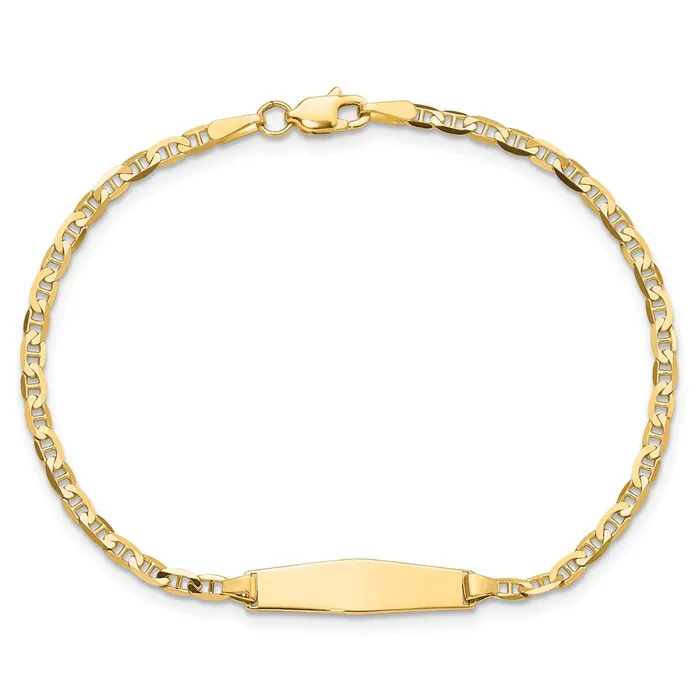 Bracelets MDS 14k Semisolid Soft Diamond Shape Anchor ID Bracelet Bracelets MDS 14k Semisolid Soft Diamond Shape Anchor ID Bracelet