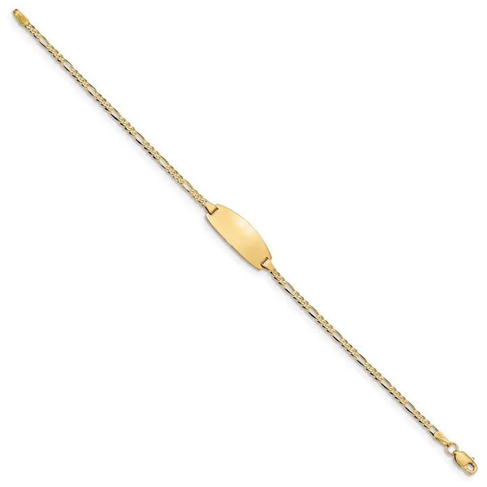 Bracelets MDS Solid 14K Yellow Gold Oval Figaro ID Bracelet
