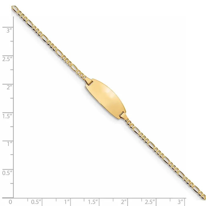 Bracelets MDS Solid 14K Yellow Gold Oval Figaro ID Bracelet