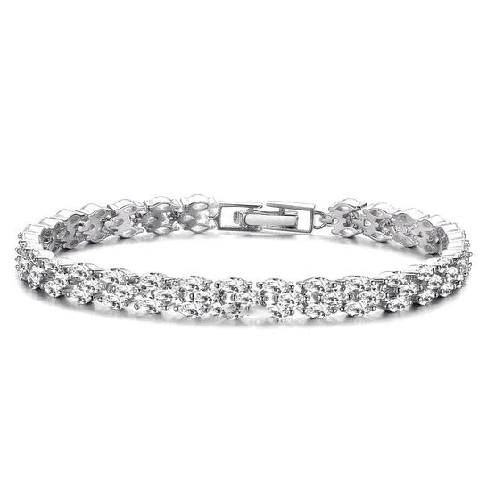 Bracelets Original Megan Walford Sterling Silver Marquise Cubic Zirconia ThreeRow Bracelet JMS always Bracelets Original Megan Walford Sterling Silver Marquise Cubic Zirconia ThreeRow Bracelet JMS always