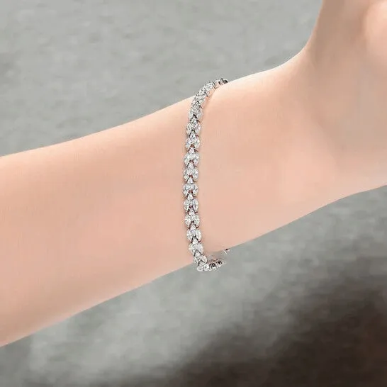 Bracelets Original Megan Walford Sterling Silver Marquise Cubic Zirconia ThreeRow Bracelet JMS always Bracelets Original Megan Walford Sterling Silver Marquise Cubic Zirconia ThreeRow Bracelet JMS always