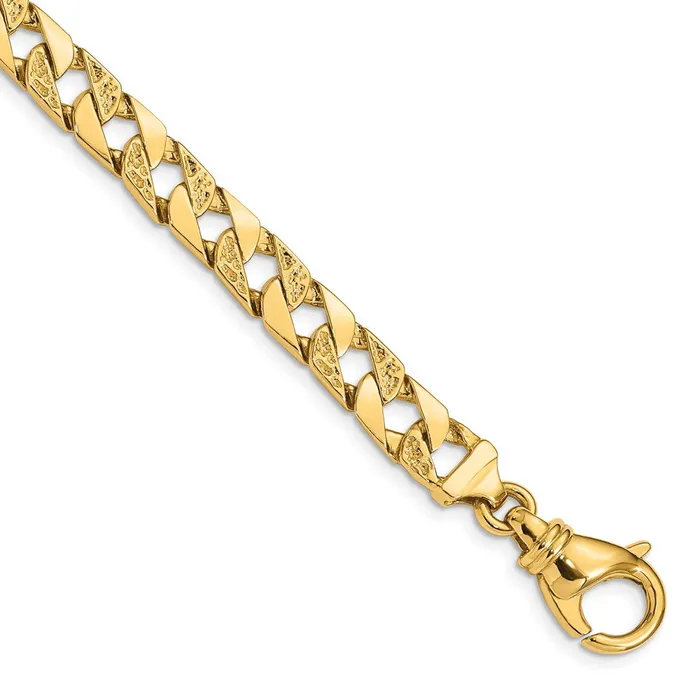 Bracelets Solid 14K Yellow Gold 9 inch 75mm Hand Polished Fancy Link with Fancy Lobster Clasp Bracelet MDS