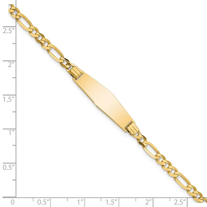 Bracelets Solid 14K Yellow Gold Soft Diamond Shape Figaro ID Bracelet MDS Bracelets Solid 14K Yellow Gold Soft Diamond Shape Figaro ID Bracelet MDS