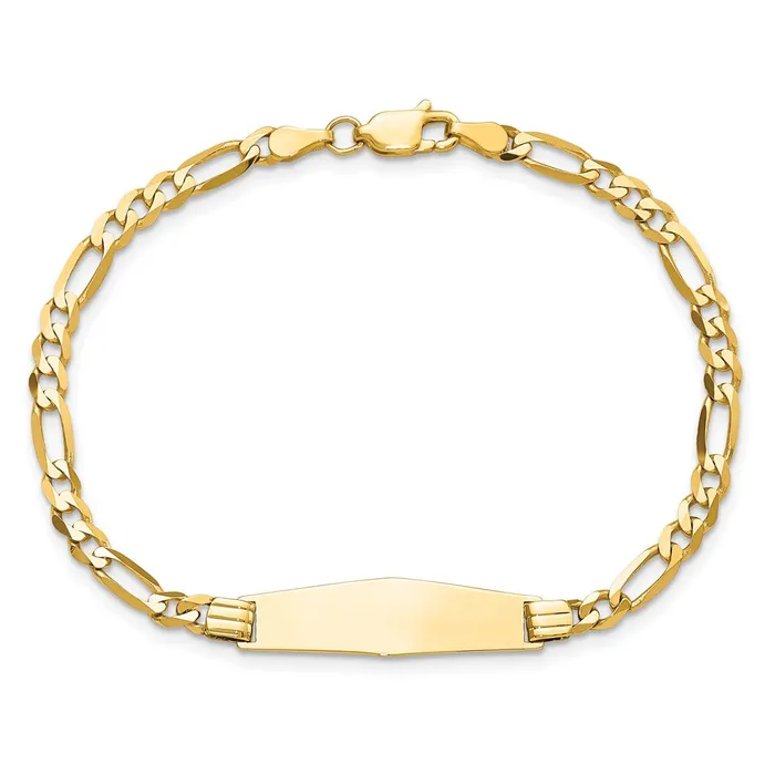 Bracelets Solid 14K Yellow Gold Soft Diamond Shape Figaro ID Bracelet MDS Bracelets Solid 14K Yellow Gold Soft Diamond Shape Figaro ID Bracelet MDS