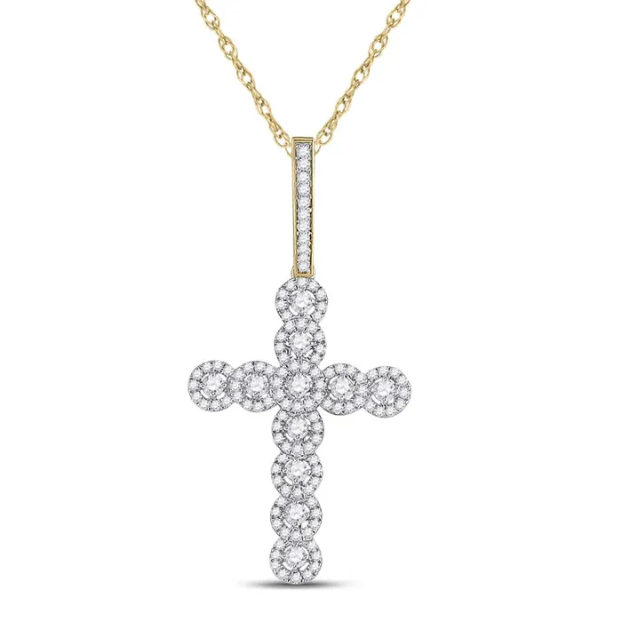 Charm Necklaces 10k Yellow Gold Round Diamond Cross Charm Pendant 34 Cttw gndatlanta Charm Necklaces 10k Yellow Gold Round Diamond Cross Charm Pendant 34 Cttw gndatlanta