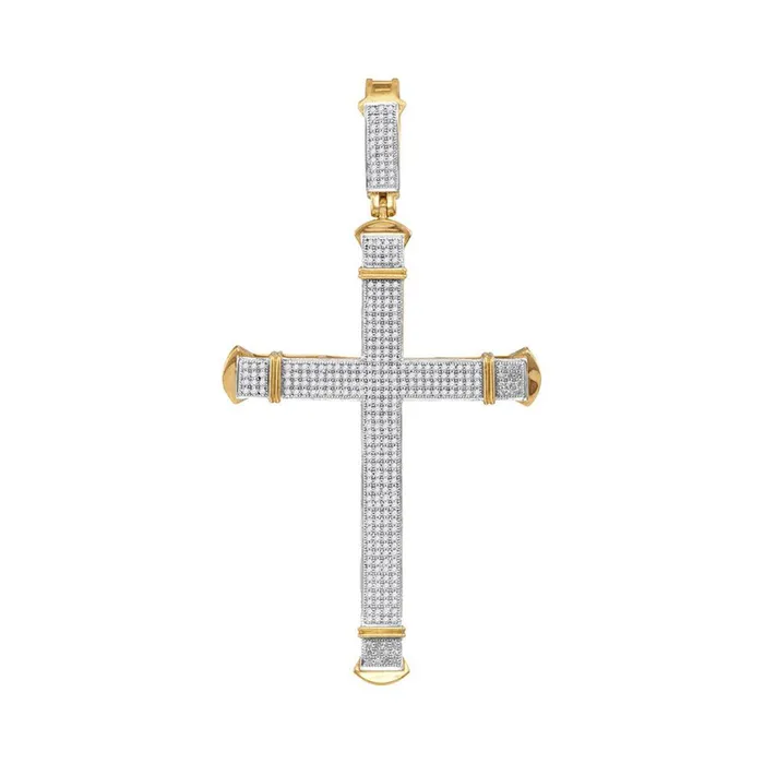 Charm Necklaces 10k Yellow Gold Round Diamond Roman Cross Charm Pendant 1 Cttw gndatlanta