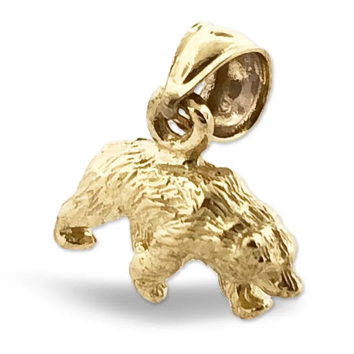 Charm Necklaces 14K Gold 3D Grizzly Bear Charm Goldia