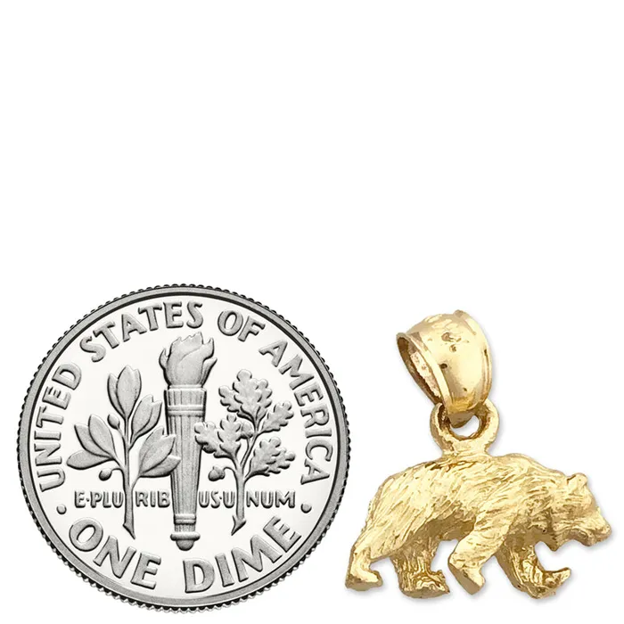 Charm Necklaces 14K Gold 3D Grizzly Bear Charm Goldia