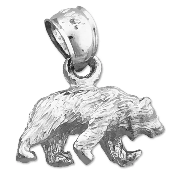 Charm Necklaces 14K Gold 3D Grizzly Bear Charm Goldia