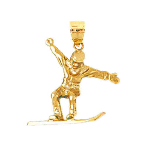 Charm Necklaces 14K Gold 3D Snowboarder Charm Goldia