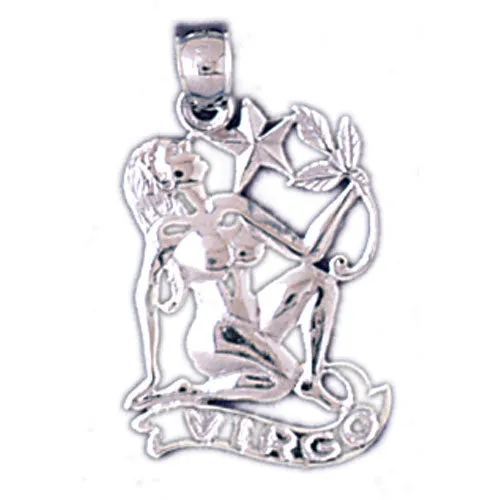 Charm Necklaces 14K White Gold Zodiac Virgo Charm Goldia