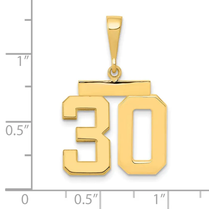 Charm Necklaces 14k Yellow Gold Medium Polished Number 30 Charm Goldia