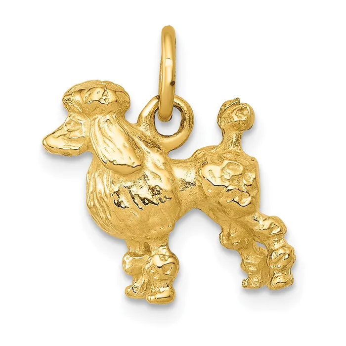 Charm Necklaces 14k Yellow Gold Solid 3D Poodle Charm Goldia
