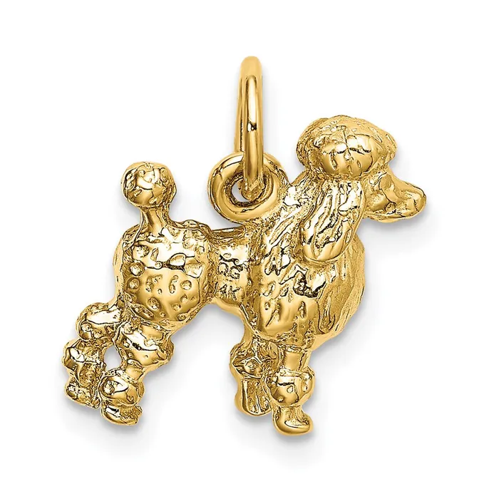 Charm Necklaces 14k Yellow Gold Solid 3D Poodle Charm Goldia