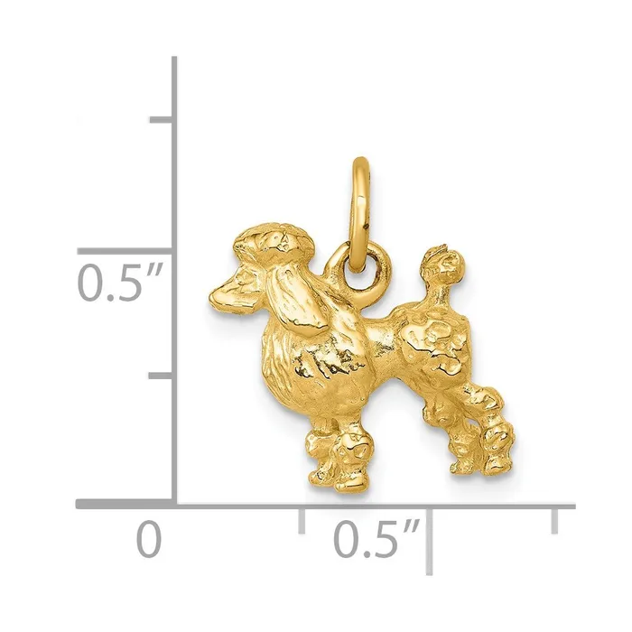 Charm Necklaces 14k Yellow Gold Solid 3D Poodle Charm Goldia