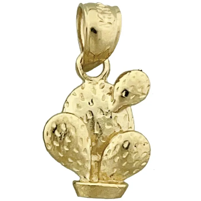 Charm Necklaces Goldia 14K Gold 3D Barrel Cacti Cactus Charm