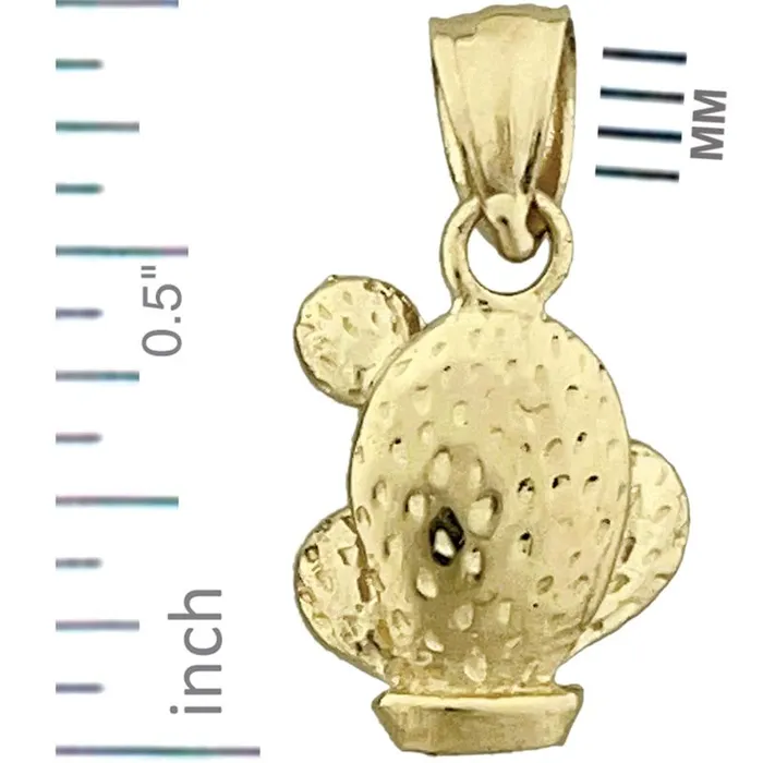 Charm Necklaces Goldia 14K Gold 3D Barrel Cacti Cactus Charm