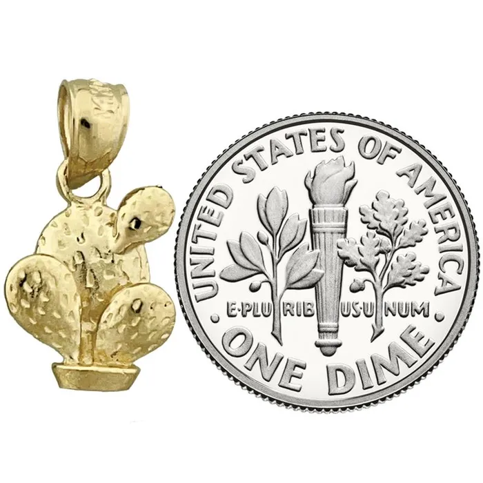 Charm Necklaces Goldia 14K Gold 3D Barrel Cacti Cactus Charm