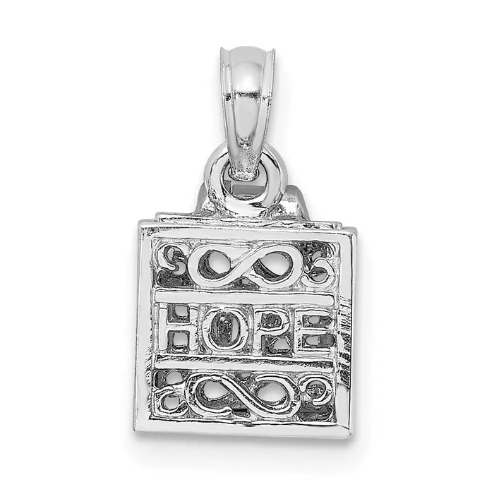 Charm Necklaces Goldia 14k White Gold 3D Prayer Box W Faith and Hope Charm Charm Necklaces Goldia 14k White Gold 3D Prayer Box W Faith and Hope Charm