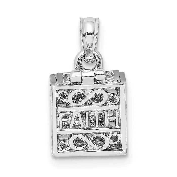 Charm Necklaces Goldia 14k White Gold 3D Prayer Box W Faith and Hope Charm