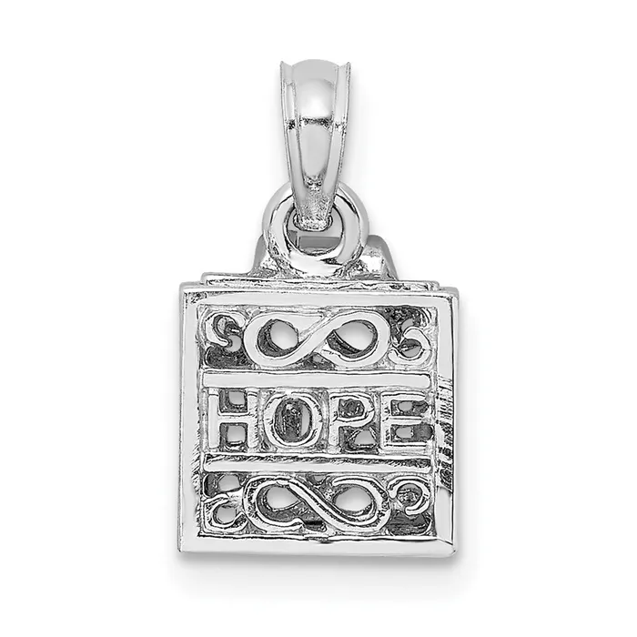 Charm Necklaces Goldia 14k White Gold 3D Prayer Box W Faith and Hope Charm