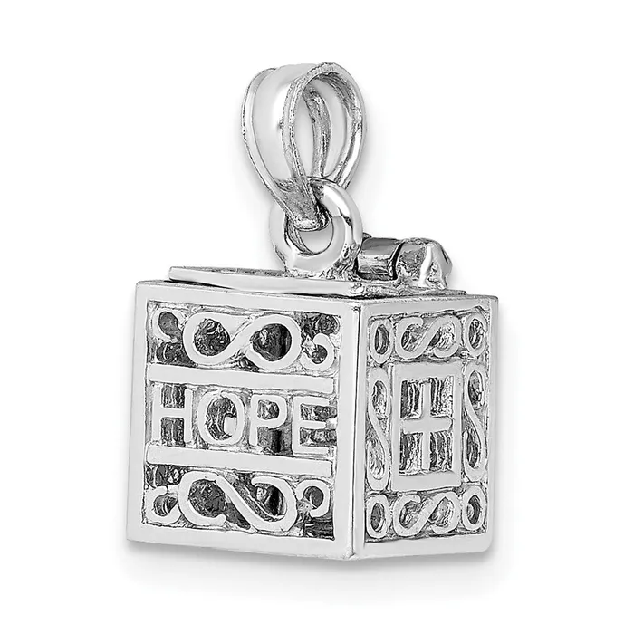 Charm Necklaces Goldia 14k White Gold 3D Prayer Box W Faith and Hope Charm