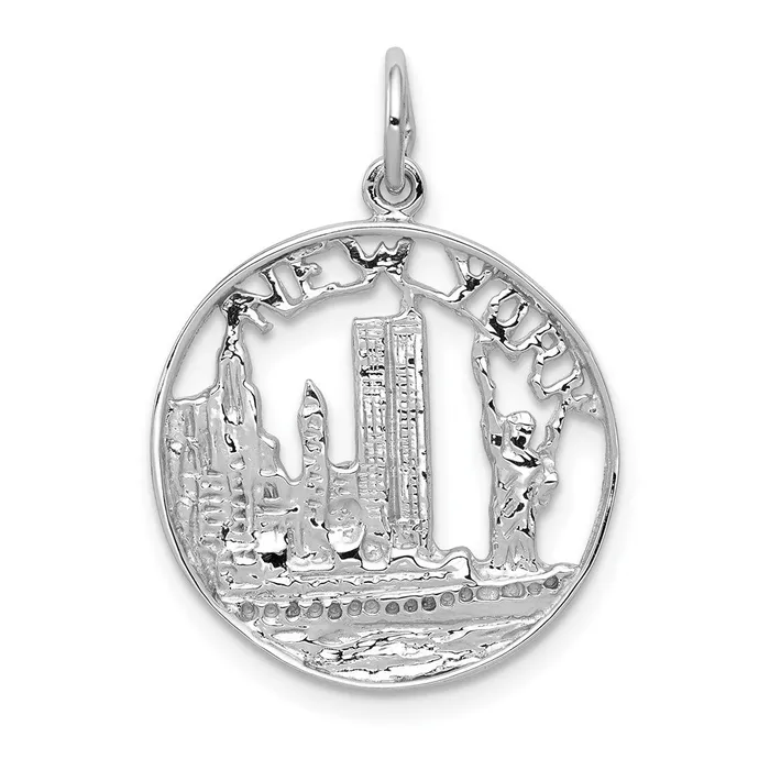 Charm Necklaces Goldia 14k White Gold Solid Polished NEW YORK Skyline Charm Charm Necklaces Goldia 14k White Gold Solid Polished NEW YORK Skyline Charm