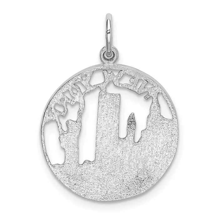 Charm Necklaces Goldia 14k White Gold Solid Polished NEW YORK Skyline Charm