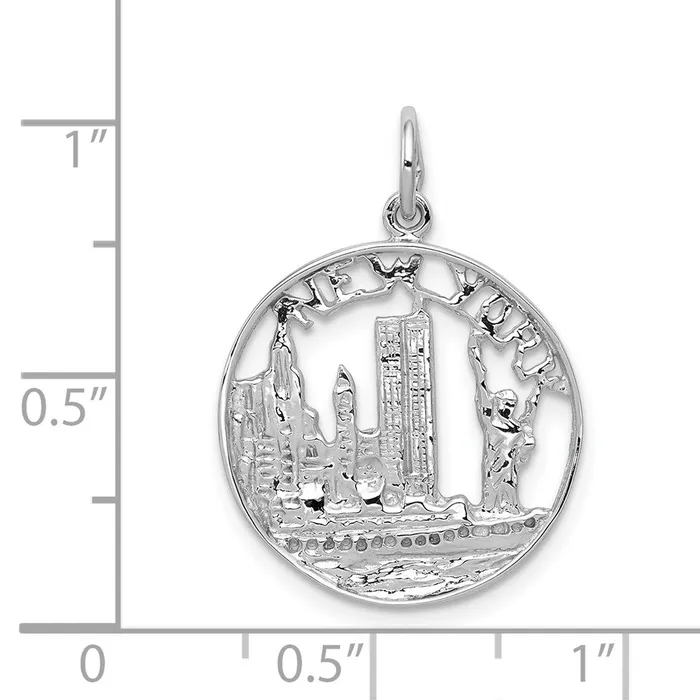 Charm Necklaces Goldia 14k White Gold Solid Polished NEW YORK Skyline Charm