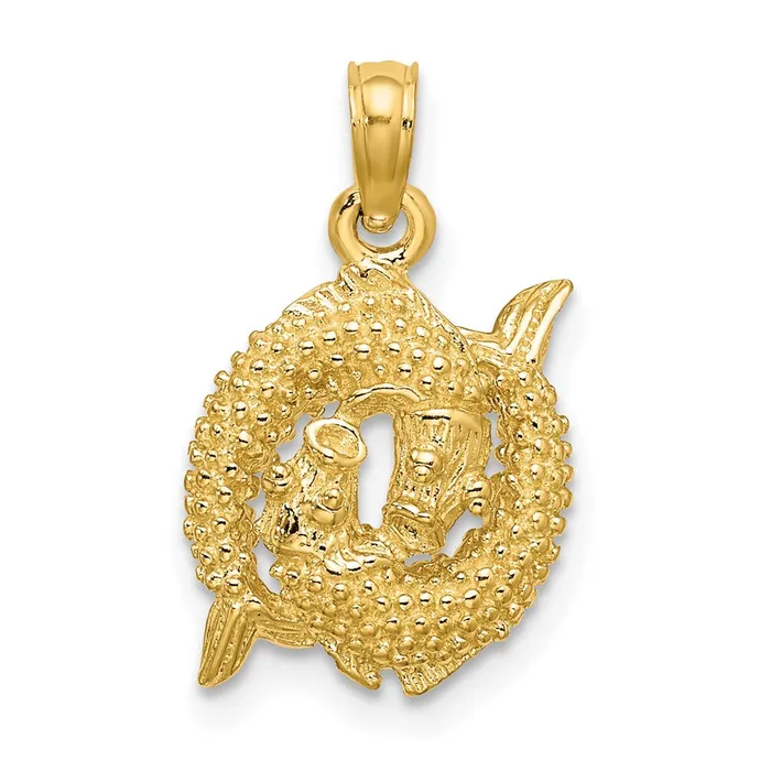 Charm Necklaces Goldia 14k Yellow Gold 3D Pisces Zodiac Charm