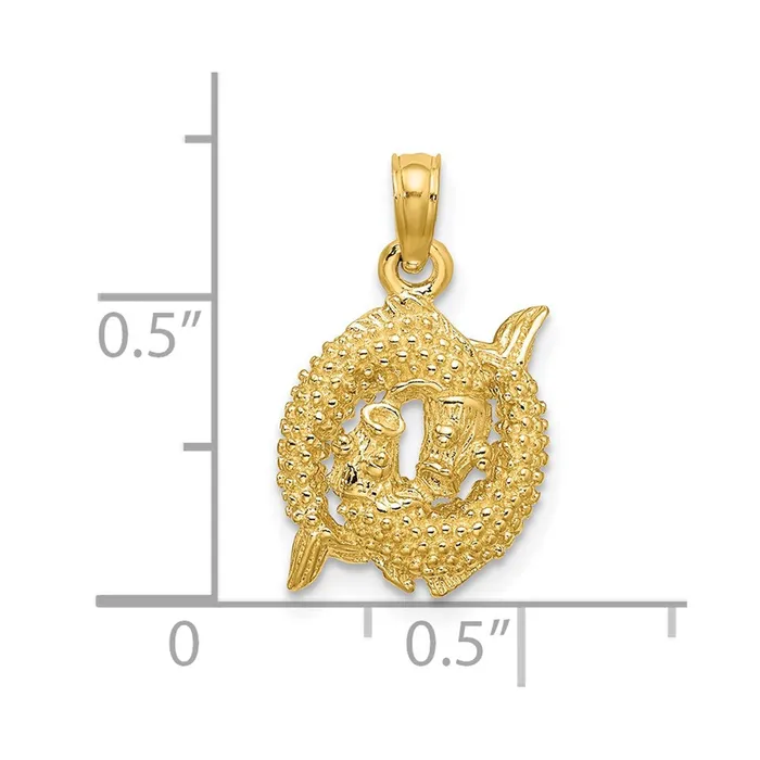 Charm Necklaces Goldia 14k Yellow Gold 3D Pisces Zodiac Charm