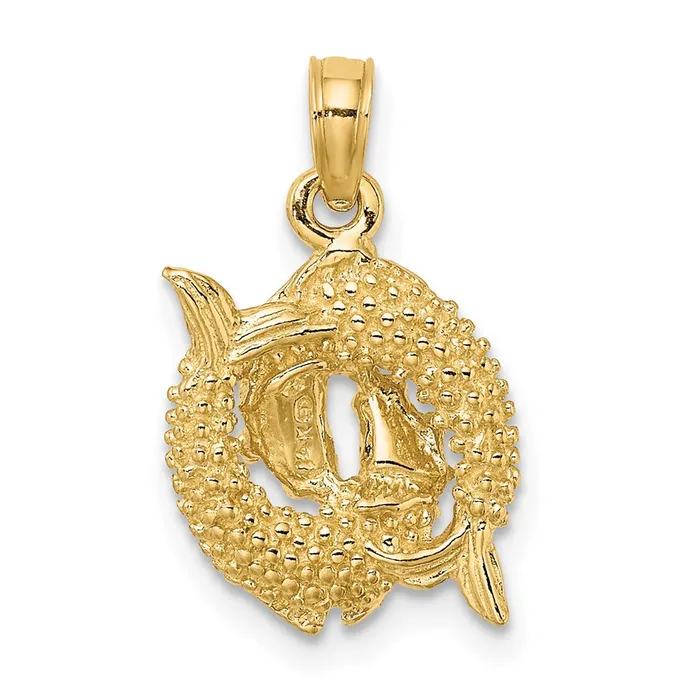 Charm Necklaces Goldia 14k Yellow Gold 3D Pisces Zodiac Charm