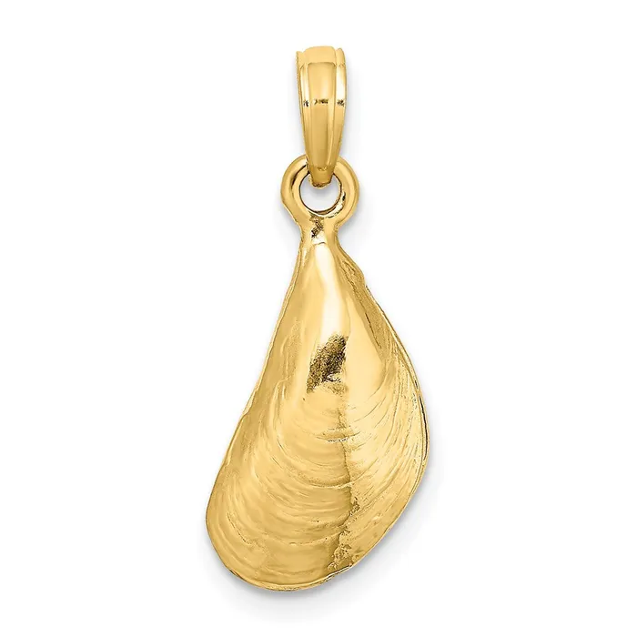 Charm Necklaces Goldia 14k Yellow Gold 3D Polished Mussel Shell Charm