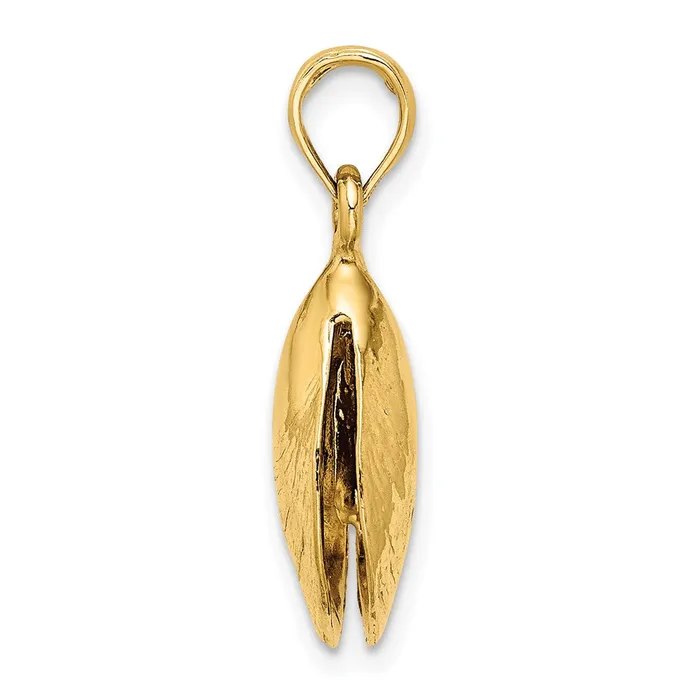 Charm Necklaces Goldia 14k Yellow Gold 3D Polished Mussel Shell Charm