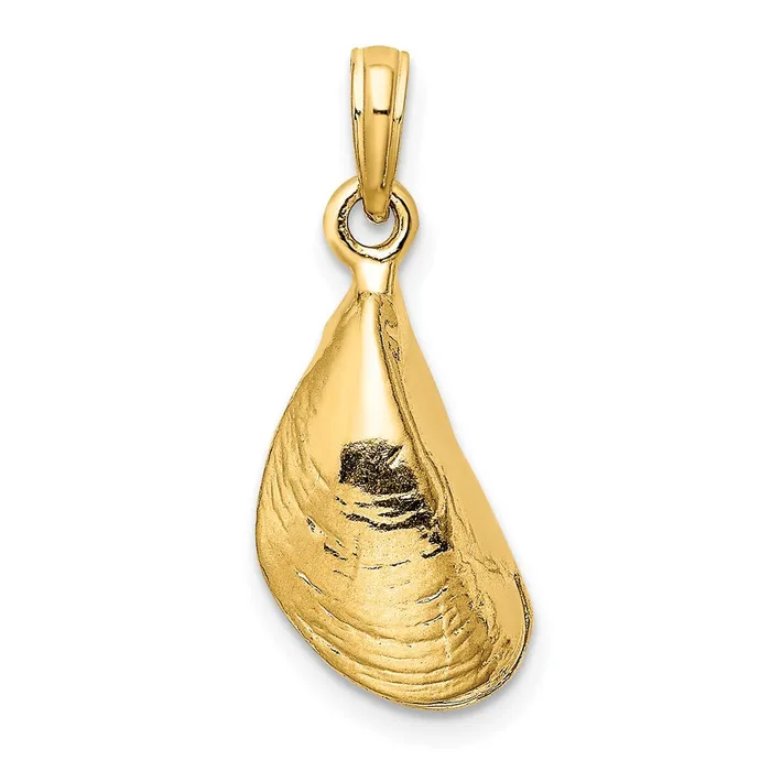 Charm Necklaces Goldia 14k Yellow Gold 3D Polished Mussel Shell Charm