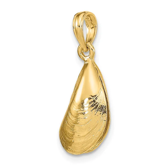 Charm Necklaces Goldia 14k Yellow Gold 3D Polished Mussel Shell Charm