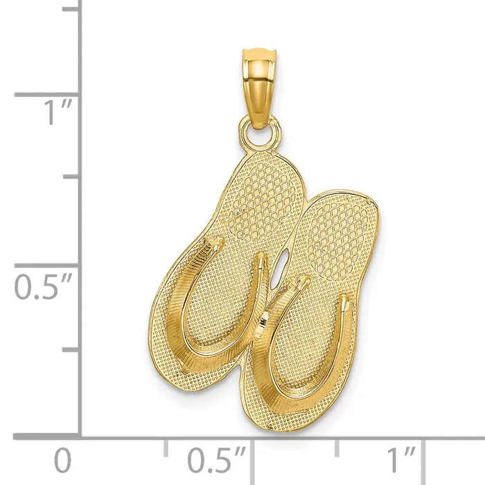 Charm Necklaces Goldia 14k Yellow Gold 3D HAWAII ALOHA Double FlipFlop Charm