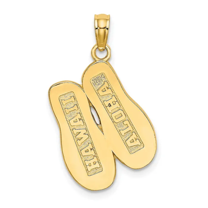 Charm Necklaces Goldia 14k Yellow Gold 3D HAWAII ALOHA Double FlipFlop Charm