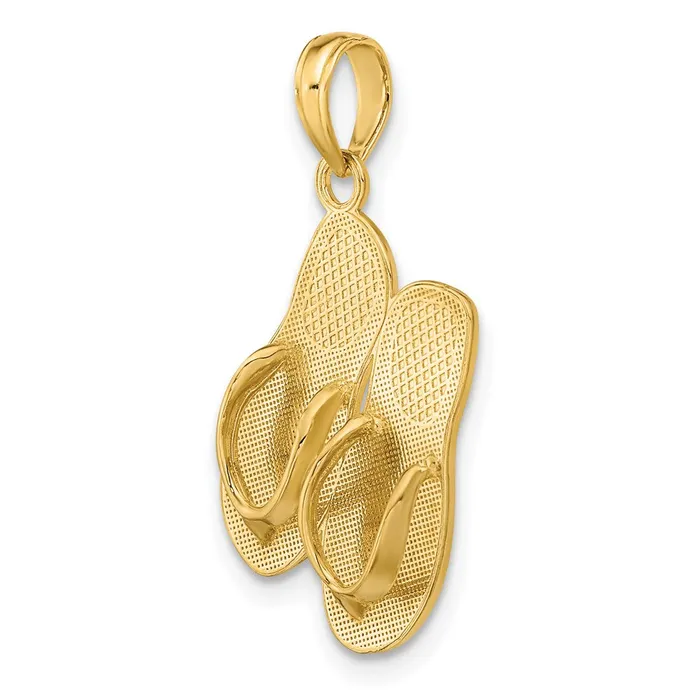 Charm Necklaces Goldia 14k Yellow Gold 3D HAWAII ALOHA Double FlipFlop Charm